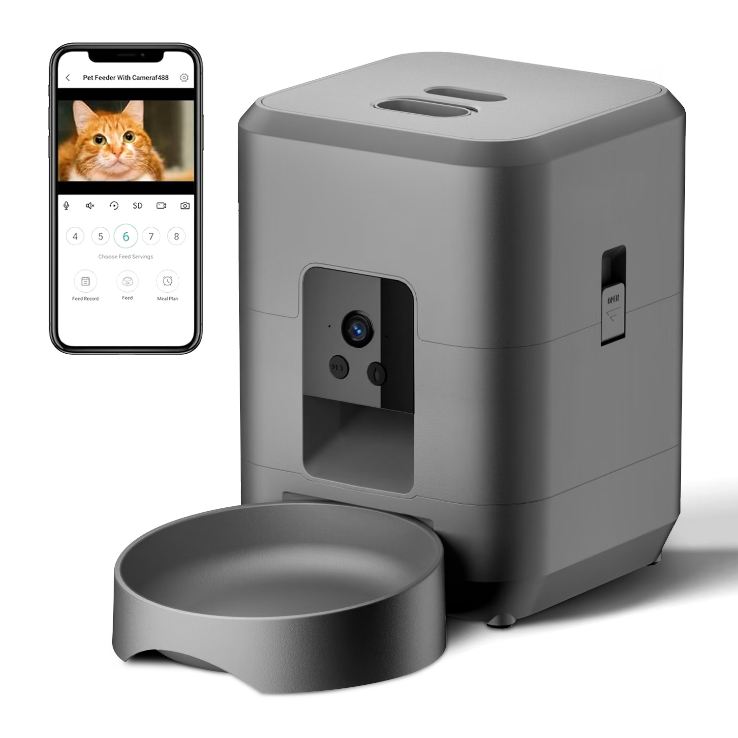 Kitchen Appliances Video - Comedero automático para gatos con cámara,