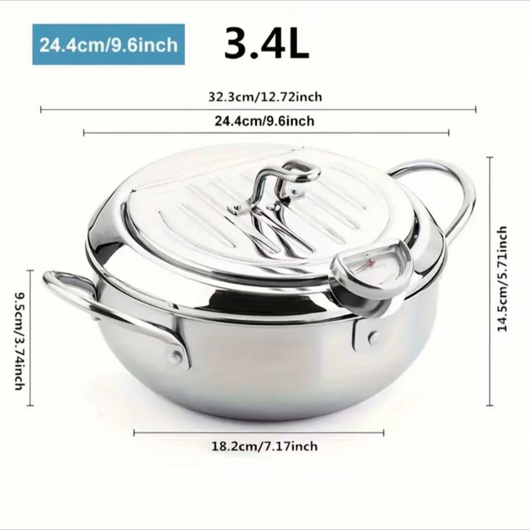 Induction Cooker - Sartén de Acero Inoxidable con Tapa,